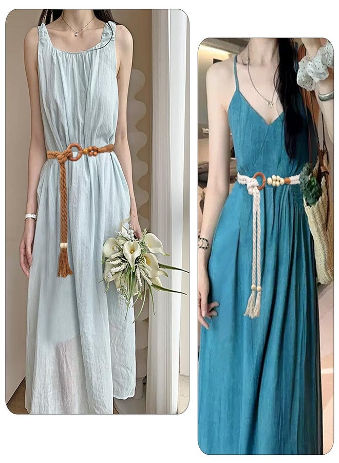 NIDMIDO Women's Braided Knotted Waist Belt, Trendy Bohemian Style Waist Belt Decorative Tassel Dress Belt for Women Girls - Image 2